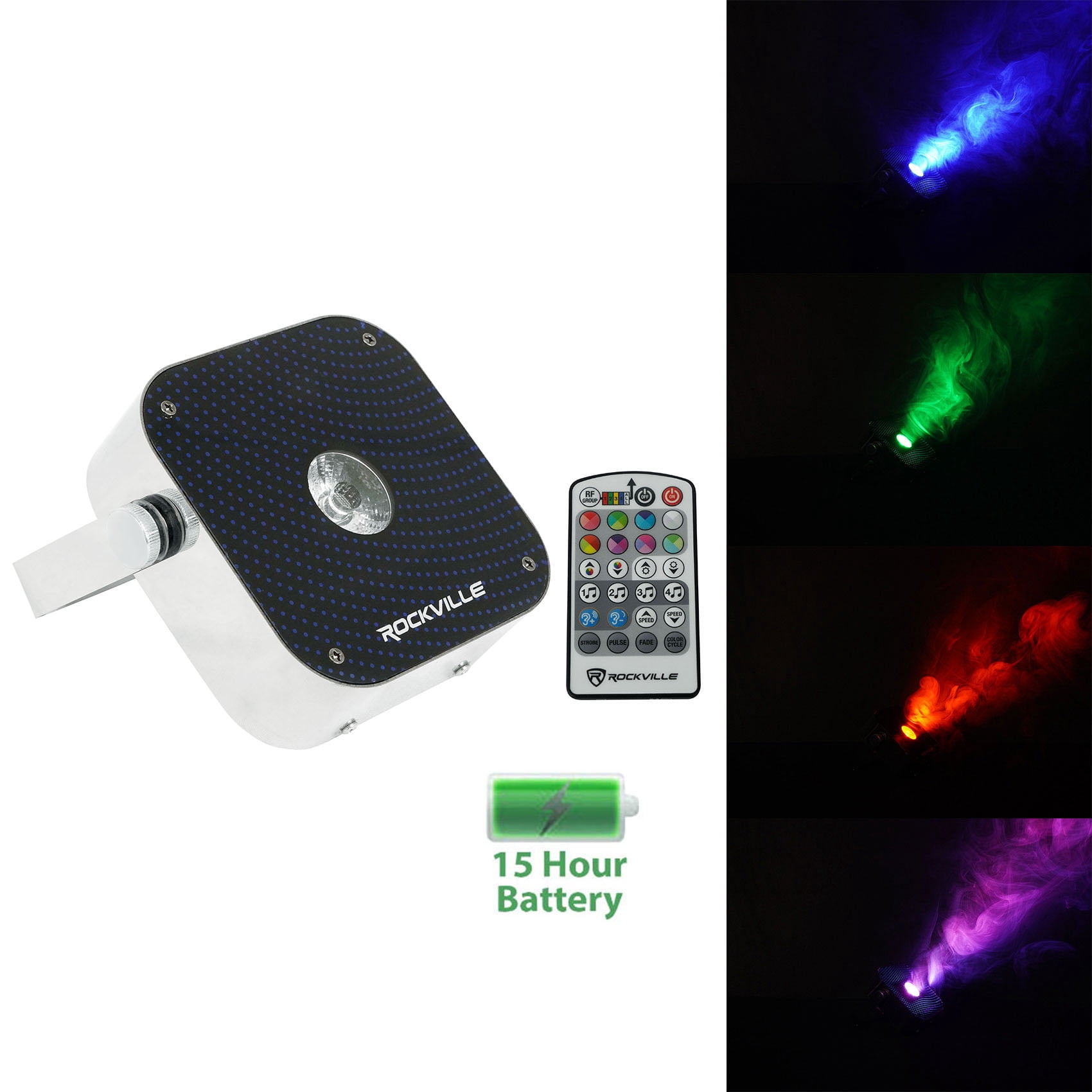 Rockville MINI RF1 V2 RGBWA+UV DJ/Party LED Wash Light+4ch RF Long ...