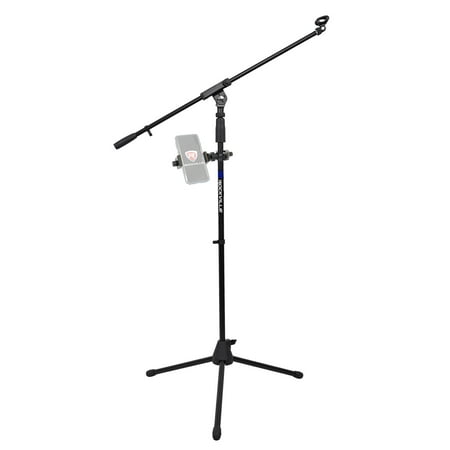 Rockville Microphone Stand w/Boom+Tripod Base+360° Swivel Smartphone Mount