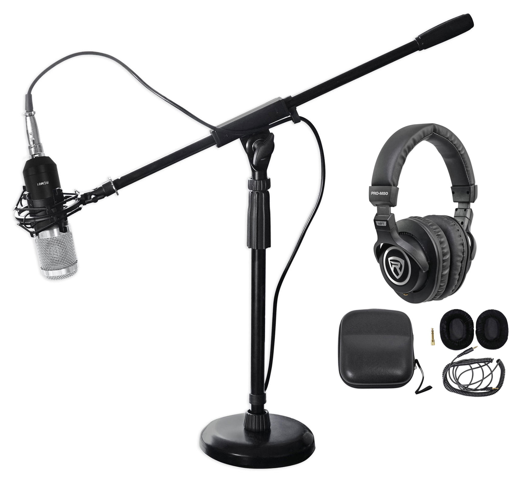 Rockville PC Gaming Streaming Twitch Bundle: RCM01 Microphone+Headphones+Stand  