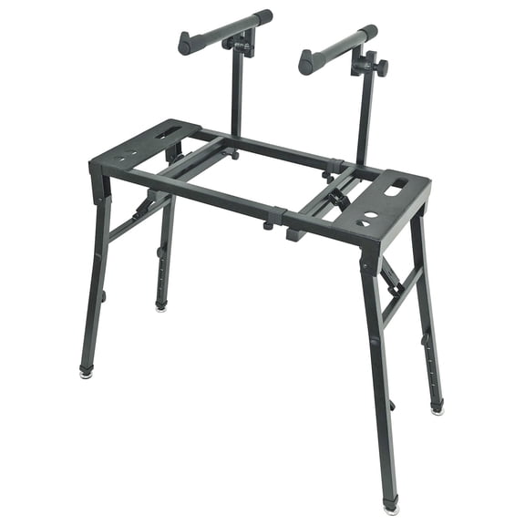 Rockville PKS40 Heavy-Duty Steel 2-Tier Platform Keyboard Stand - Adjustable, Folding, 200 lb. Capacity