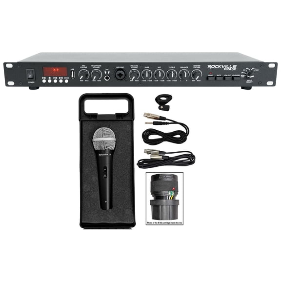 Rockville PPA52 Preamp Pro 1U Pre-Amplifier w/Bluetooth/USB/Interface+Microphone