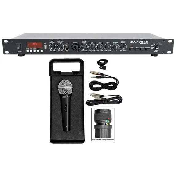Rockville PPA52 Preamp Pro 1U Pre-Amplifier w/Bluetooth/USB/Interface+Microphone