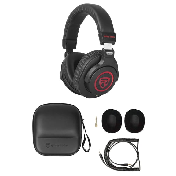 Rockville PRO-M50 SR Studio Headphones+Detachable Coil Cable+Case+Extra Ear Pad
