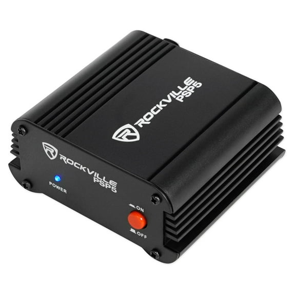Rockville PSP5 Universal 48V Phantom Power Supply Box For Condenser Microphones