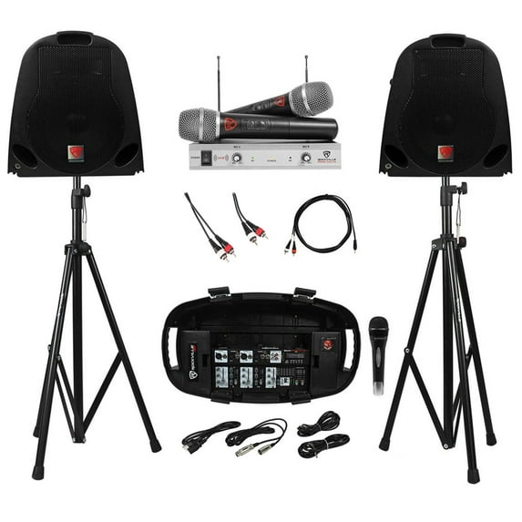 Rockville Portable Dual 10" ipad/iphone/Laptop Youtube Karaoke System w/Mixer