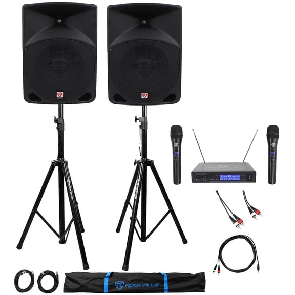 Rockville Powered Dual 10" ipad/iphone/Android/Laptop Karaoke Machine/Pro System