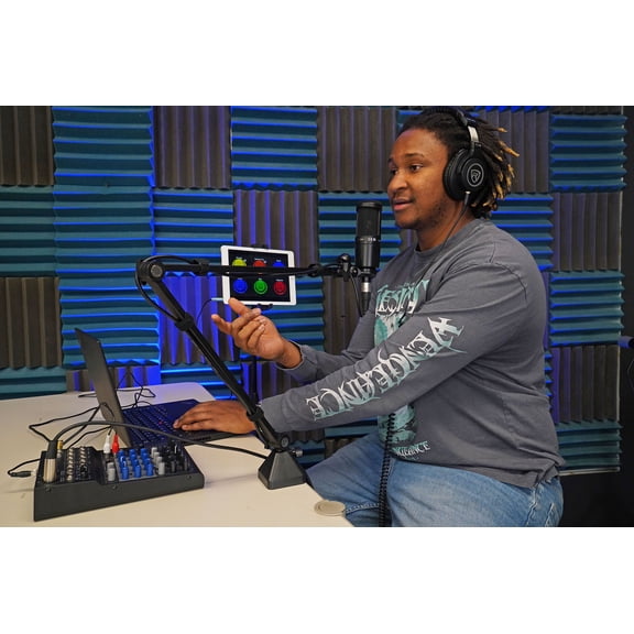 Rockville R-Boom 34 34-Inch Boom Arm Studio Podcast Mic Stand, Abs Desk Clamp, Adjustable 3-Area Articulation, 360 Degree Rotation, Steel Arm, For Podcasting And Streaming