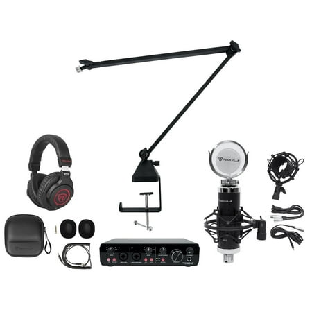 Rockville R-TRACK 2x2 1-Person Podcast Kit w/ RCM SR Microphone+Boom+Headphones