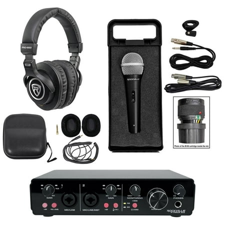 Rockville R-TRACK 2x2 USB Computer Recording Interface+Dynamic Mic+Headphones
