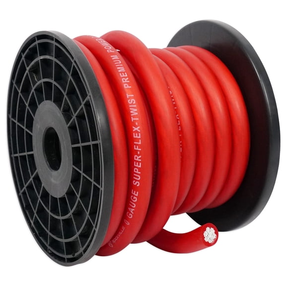 Rockville R0G20RED 0 Gauge 20 Foot Spool Red Car Amp Power+Ground Wire Cable