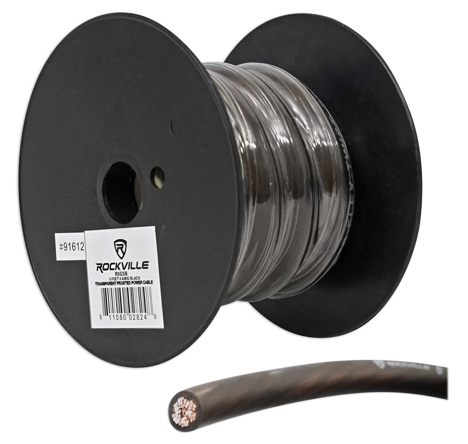 Rockville R0G5BLACK 0 Gauge AWG 5Ft Black Car Amp Ground Wire Cable