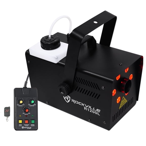 Rockville R1200L Smoke Machine Scary Haunted House Fog LED Strobe Effect+Remotes