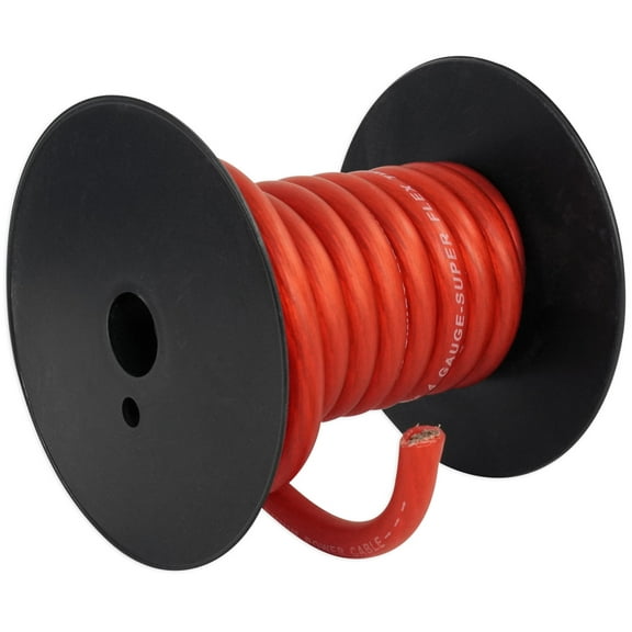Rockville R4G12R Red 4 AWG Gauge 12 Foot Car Amp Power Wire
