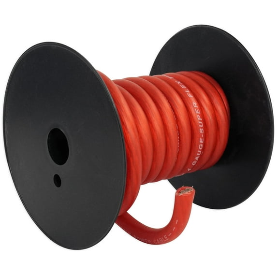 Rockville R4G12R Red 4 AWG Gauge 12 Foot Car Amp Power Wire