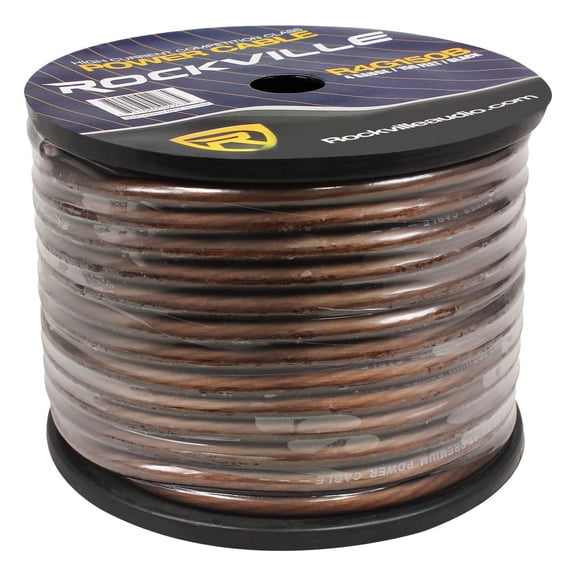 Rockville R4G150B 4 AWG 150 Feet Black Amplifier Power Wire Spool American Gauge Standard