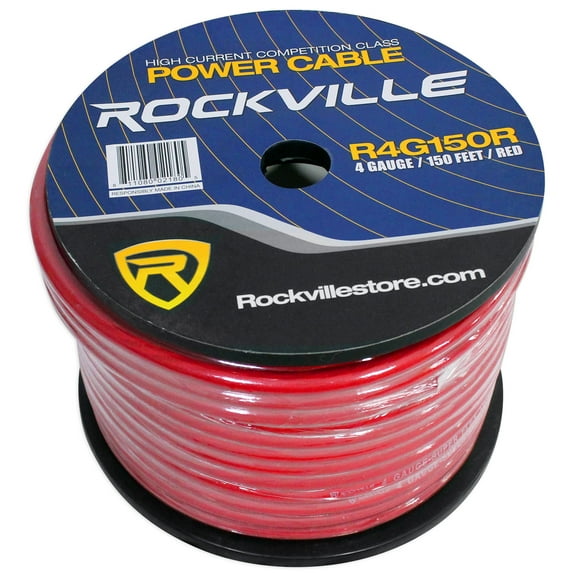 Rockville R4G150R 4 AWG Gauge 150 Feet Red Amp Power Wire Spool