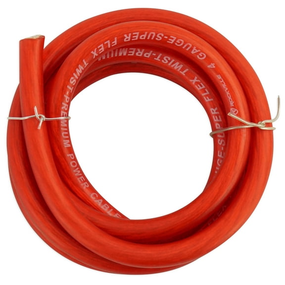 Rockville R4G5R Red 4 AWG Gauge 5 Foot Car Amp Ground Wire