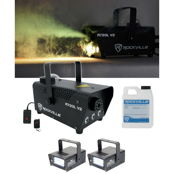Rockville R720L LED Fog/Smoke Machine + (2) MINI STROBE LED (replaces CH-730)