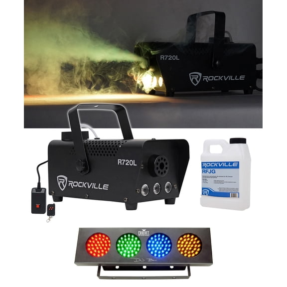 Rockville R720L LED Fog/Smoke Machine w/ Remote + DJ Bank RGBA LED Light