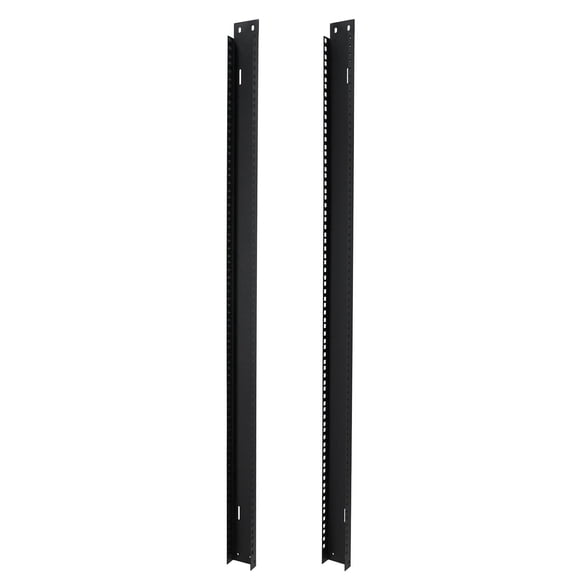 Rockville RAIL24U 24U Reversible Heavy-Duty Steel Rack Rails with M5 Circle or Square Screw Holes, 440 lbs Max Load