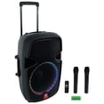 thumbnail image 1 of Rockville RAM-PRO15 15" Portable Rechargeable PA DJ Bluetooth Speaker+2 Mics+LED, 1 of 11