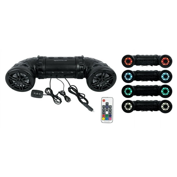 Rockville RATV65L V2 Bluetooth Dual 6.5" Powered 500w ATV/UTV/Marine Speaker+LED