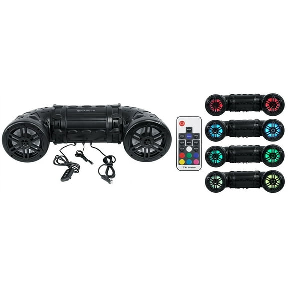Rockville RATV80L V2 Bluetooth Dual 8" Powered 600w ATV/UTV/Marine Speaker w/LED