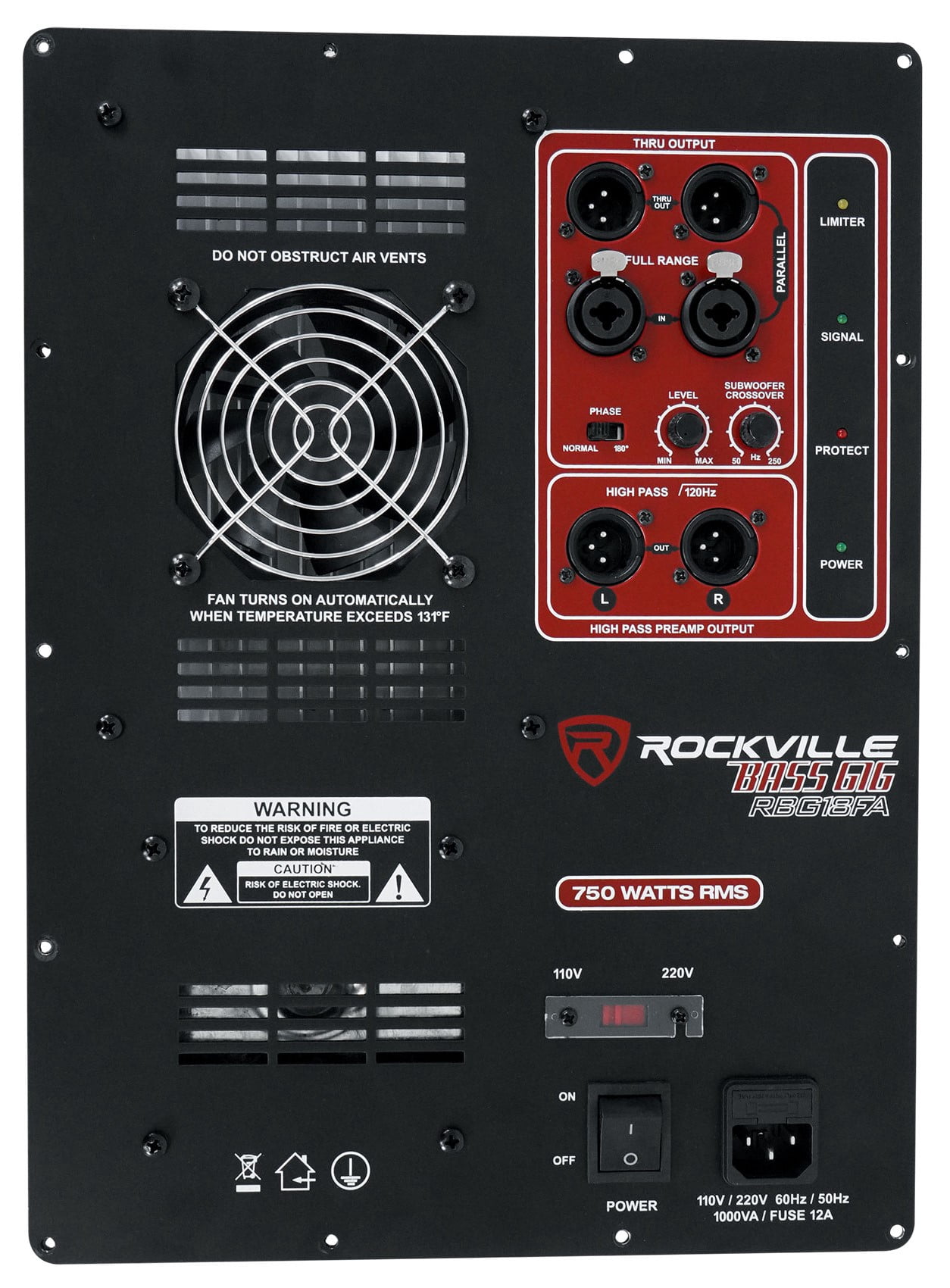 Rockville RBG18FA BOX 2 750w RMS High Powered Subwoofer Amp Plate with ...