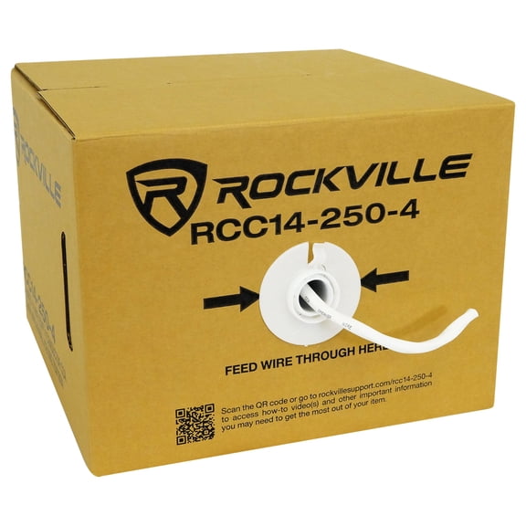 Rockville RCC14-250-4 250' 14 AWG 4-Conductor CL2 Rated CCA Speaker Wire Black