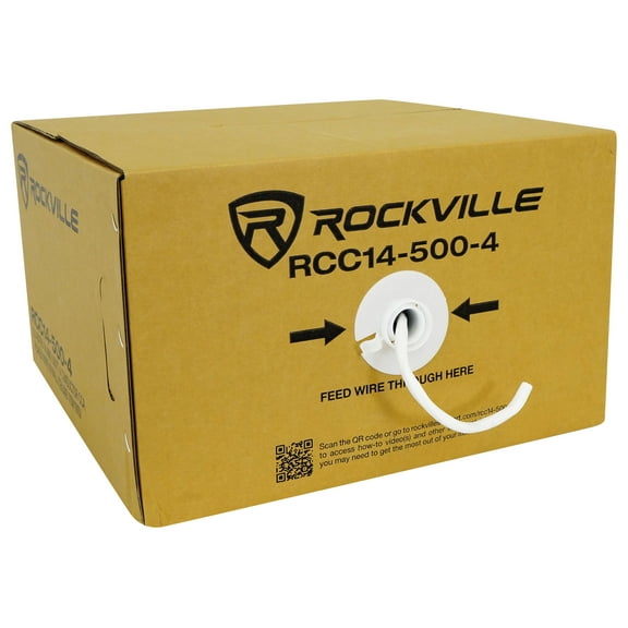 Rockville RCC14-500-4 CL2 Rated 14 AWG 500' 4 Conductor CCA Speaker Wire In-Wall