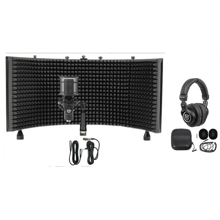 Rockville RCM PRO Studio/Recording Condenser Microphone+Headphones+Iso Shield