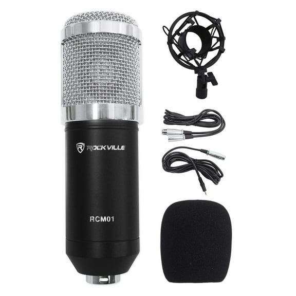 Rockville RCM01 Pro Studio Recording Condenser Microphone Mic+Metal Shock Mount