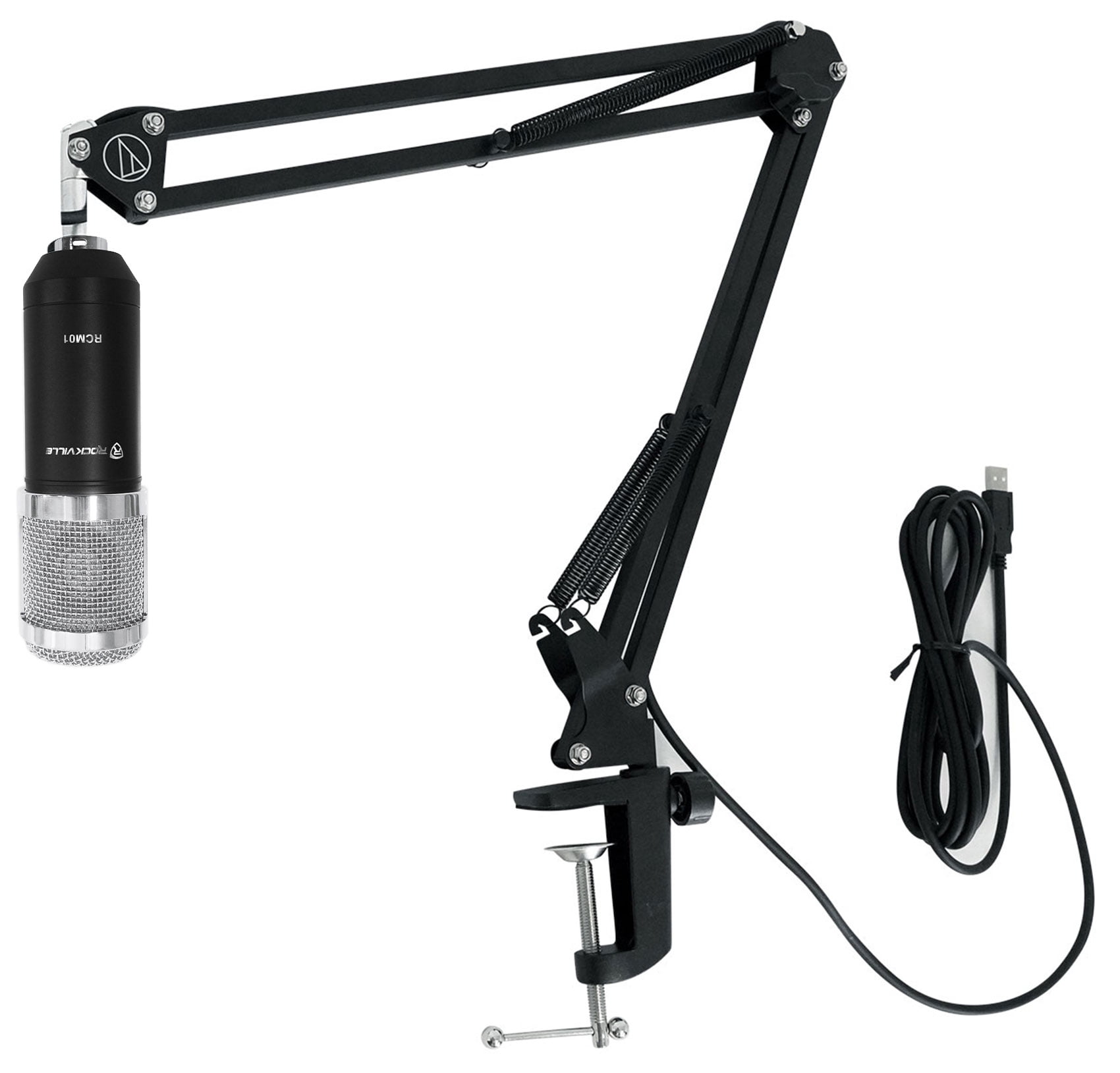 Rockville RCM01 Studio Recording Condenser Microphone Mic and Audio Technica Boom