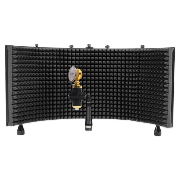 Rockville RCM02 Bundle: Pro Studio Recording Condenser Microphone, ROCKSHIELD 3 Five Panel Isolation Shield with Acoustic Foam, 2-items