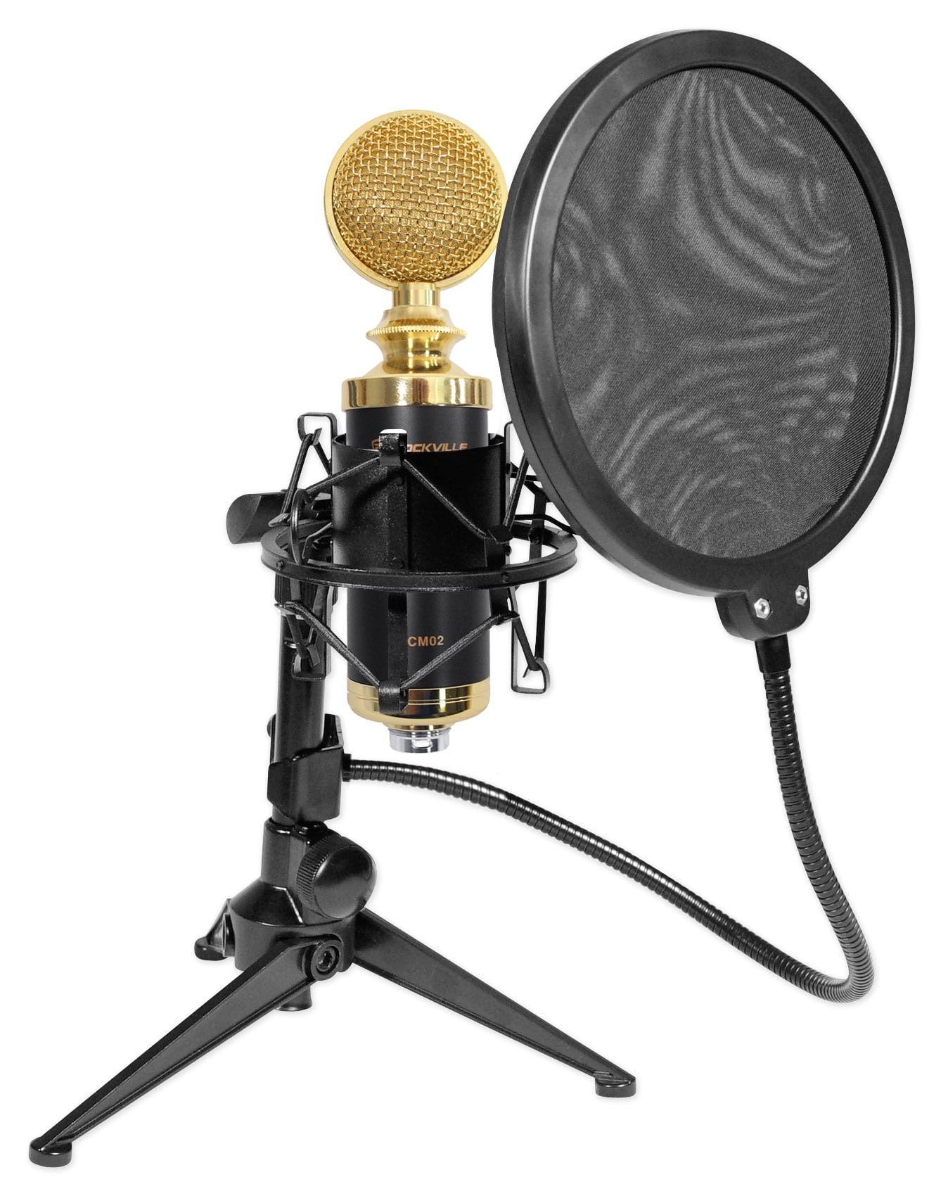 Rockville RCM02 Studio Recording Condenser Microphone+Shockmount+Stand+Filter