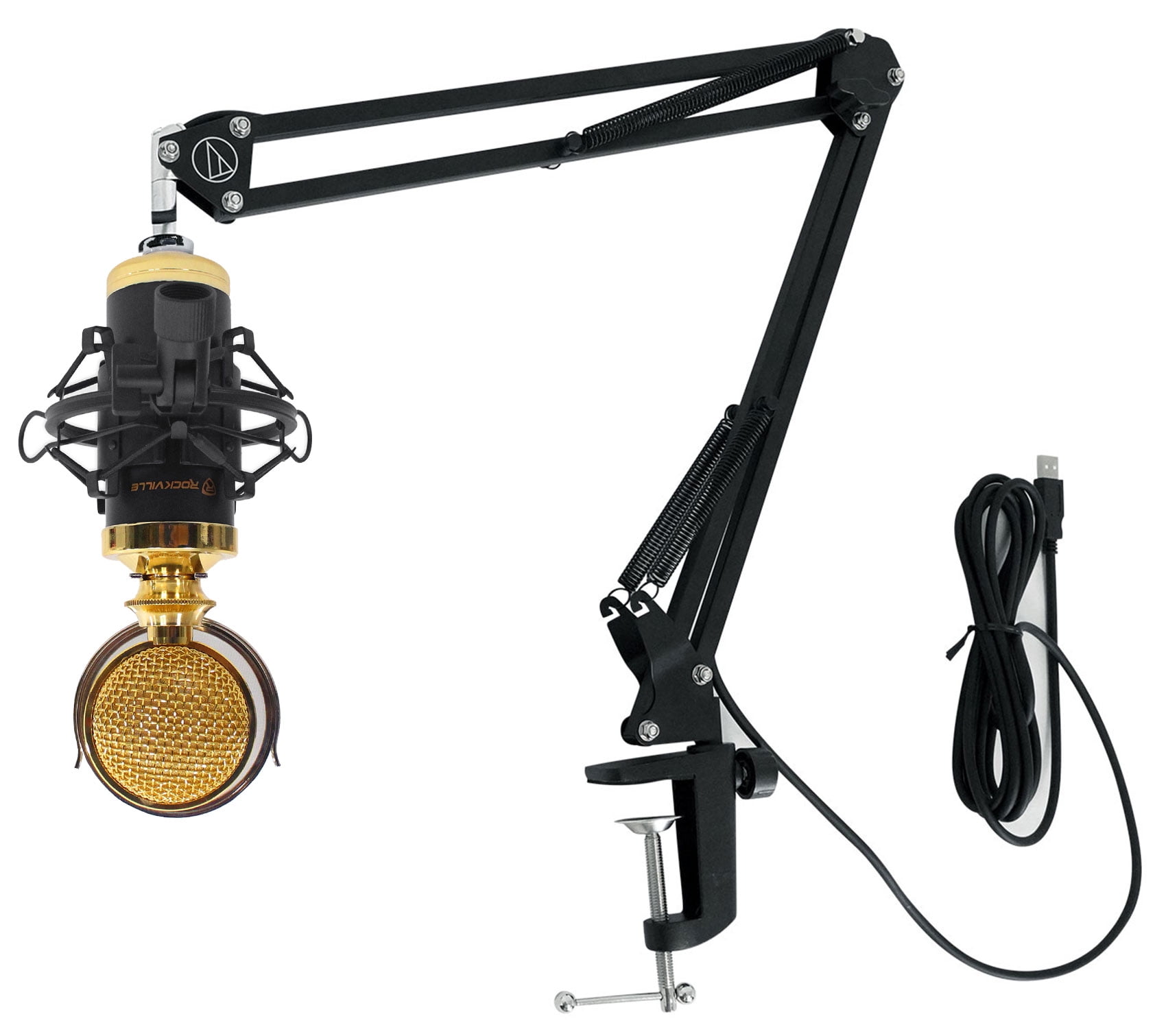 Rockville RCM02 Studio Recording Condenser Microphone and Audio Technica Boom Arm