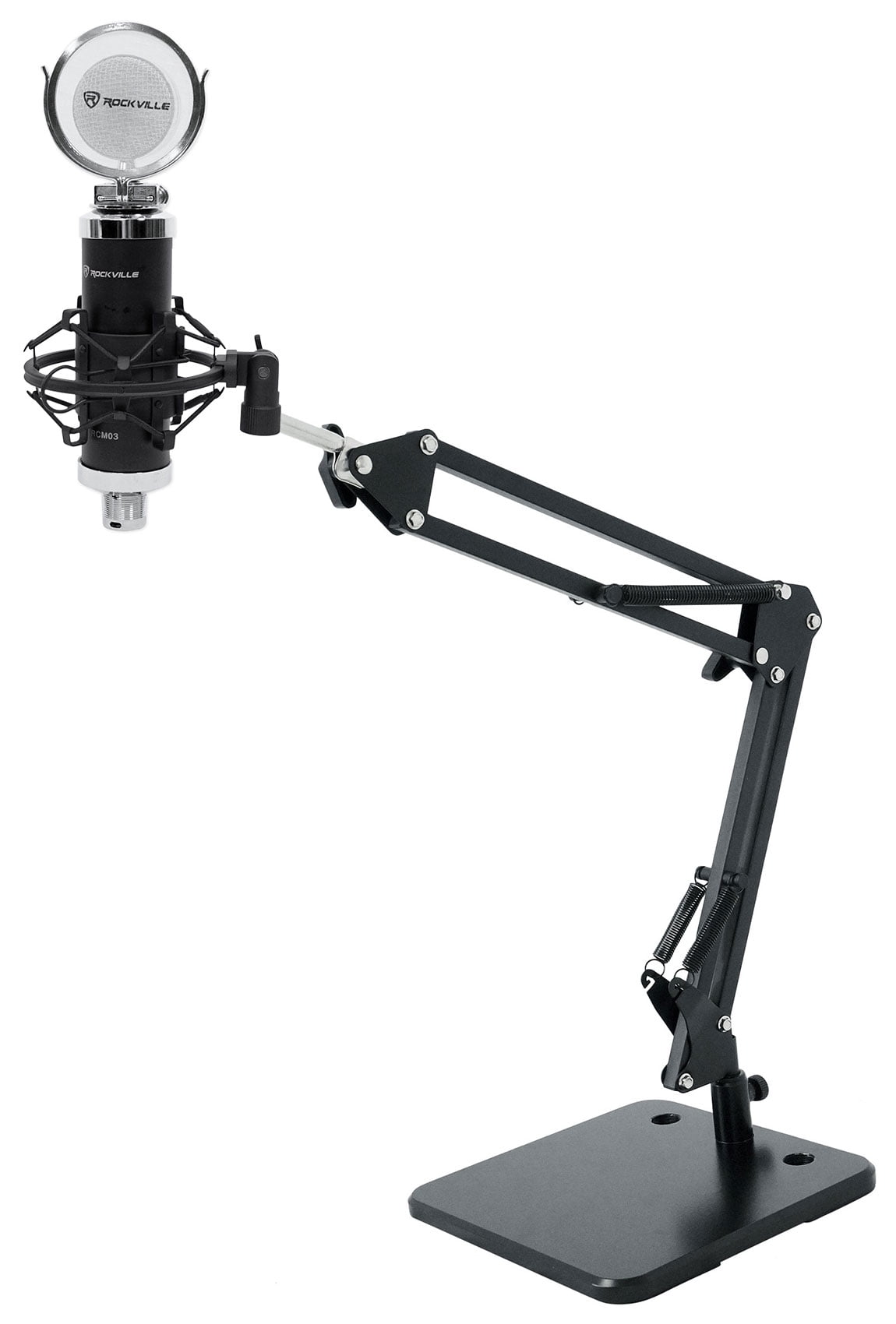 Rockville RCM03 Studio Recording Condenser Microphone+Desktop Boom Arm Mic Stand