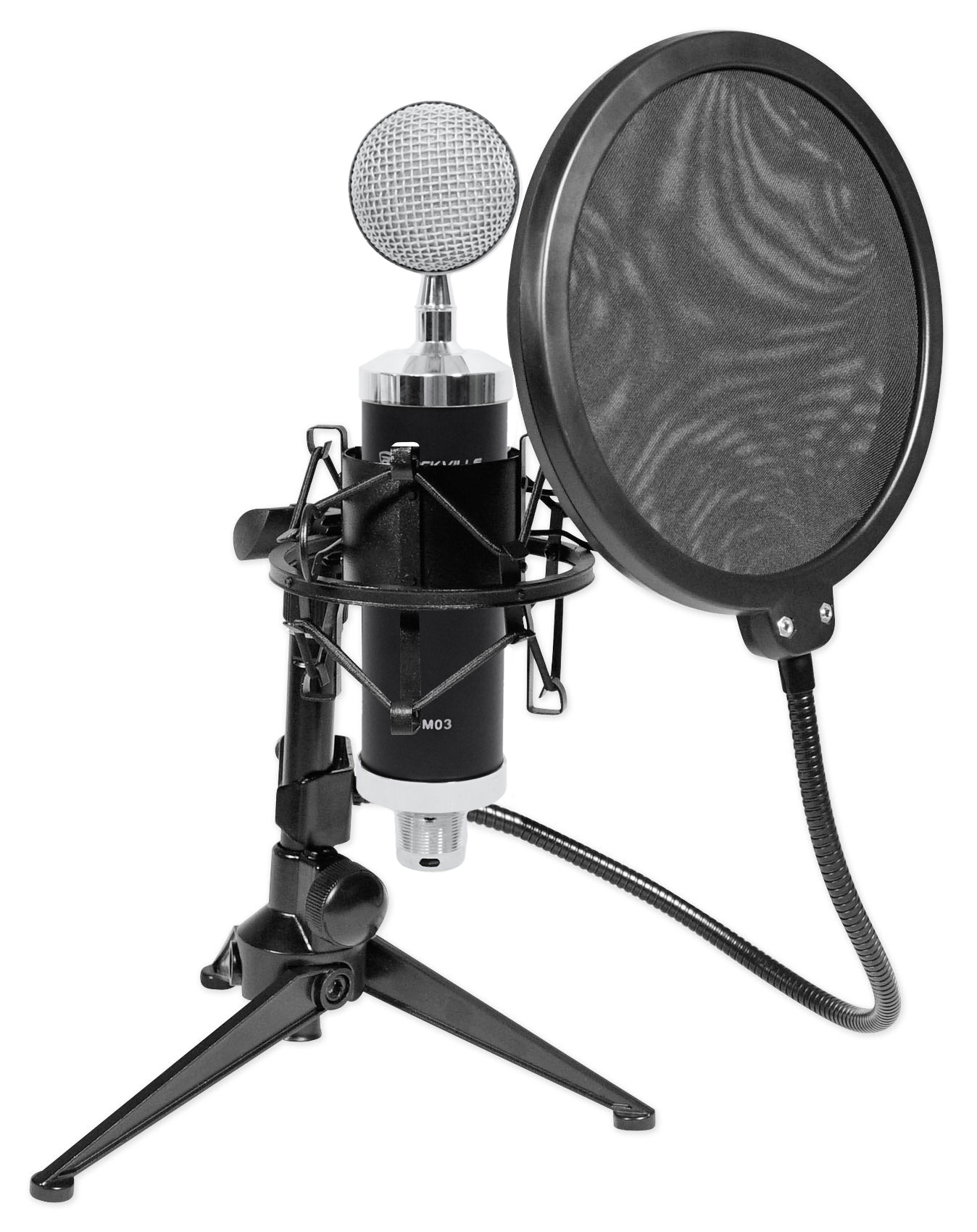 Rockville RCM03 Studio Recording Condenser Microphone+Shockmount+Stand+Filter