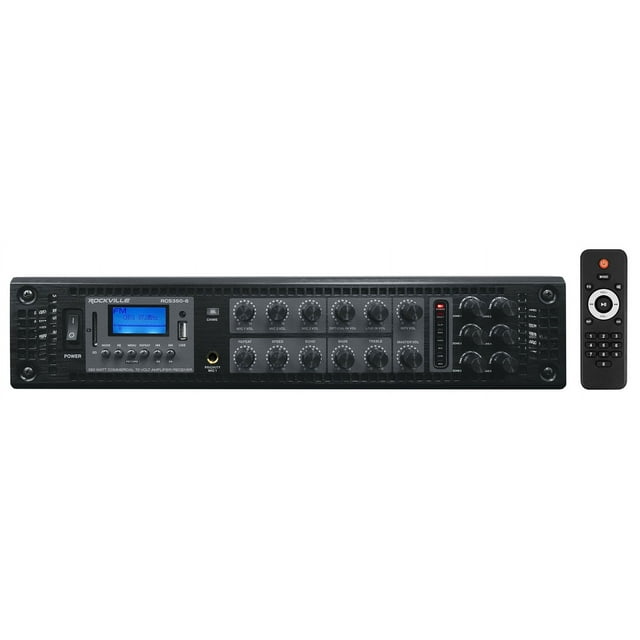 Rockville RCS3506 Rack Amplifier, 350 Watts, 6 Zones, 70v, Commercial