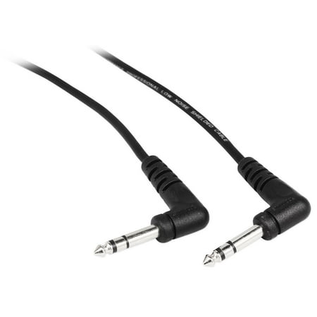 Rockville RCTR103RR-B 3' Black 1/4" TRS Right Angle to Same Cable 100% Copper