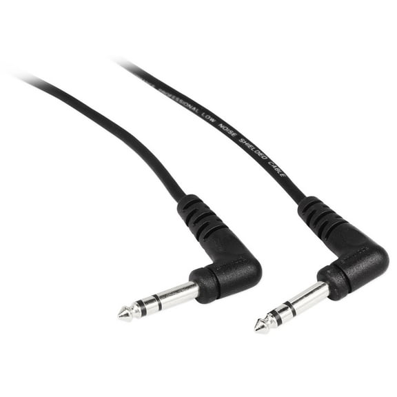 Rockville RCTR110RR-B 10' Black 1/4" TRS Right Angle to Same Cable 100% Copper