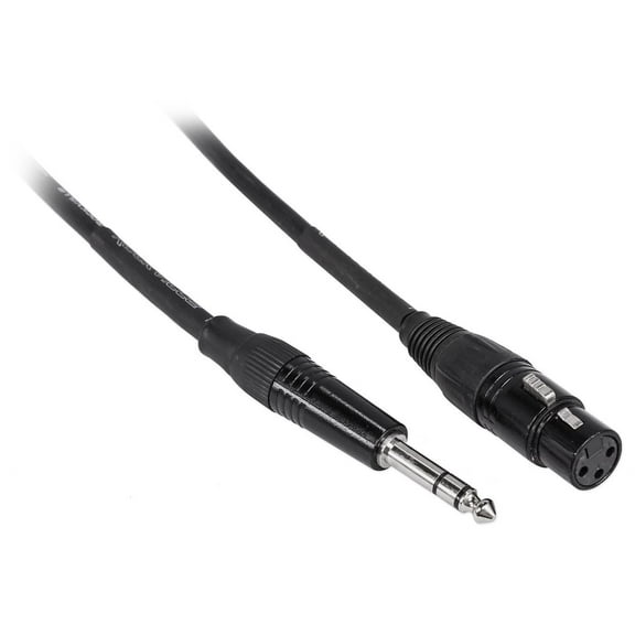 Rockville RCXFB6B 6' Female XLR to 1/4'' TRS Cable Black, 100% Copper