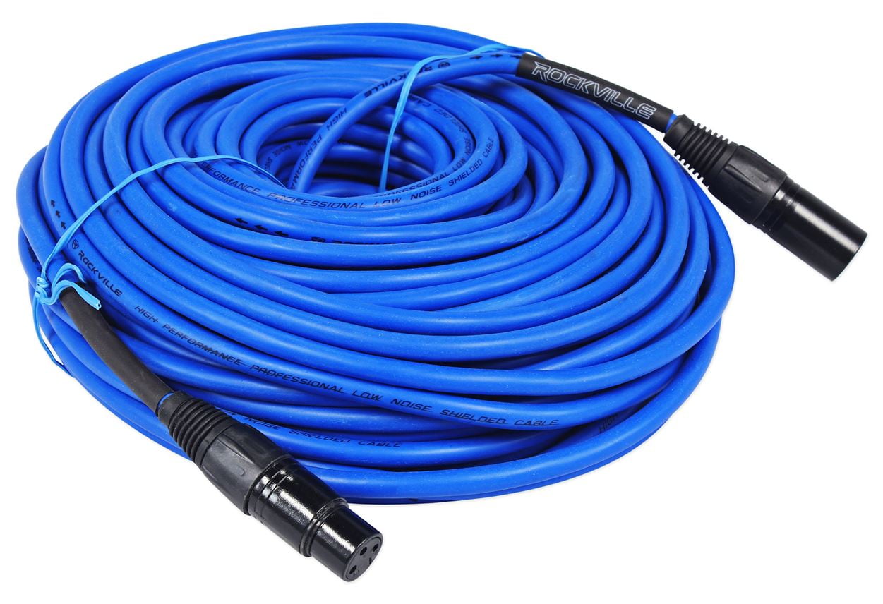 Rockville RCXFM100P-BL Blue 100' Female to Male REAN XLR Mic/Speaker Cable