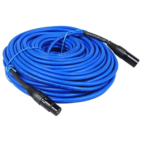 Rockville RCXFM100P-BL Blue 100' Female to Male REAN XLR Mic/Speaker Cable