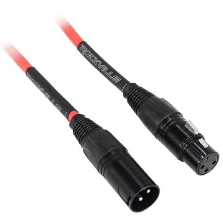 Rockville RCXFM3P-R Red 3' Female to Male REAN XLR Mic Cable 100% Copper
