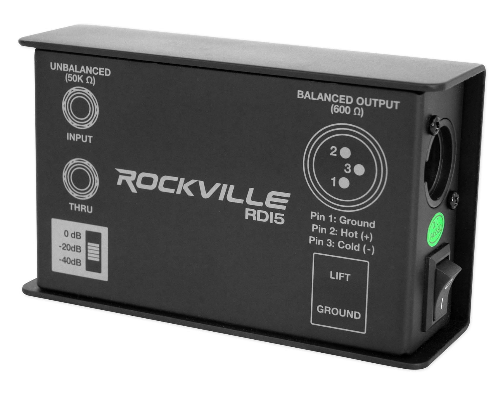 Rockville RDI5 DI Box Converts Guitar/Instrument Signal to Balanced Mic ...