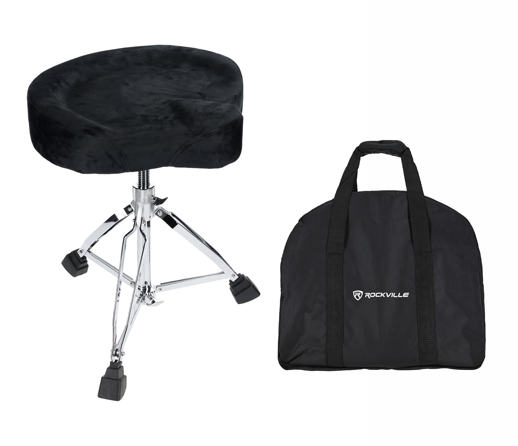 Rockville RDS50 Double Braced Drum Throne Stool 4" Padding, Adjustable and Lockable