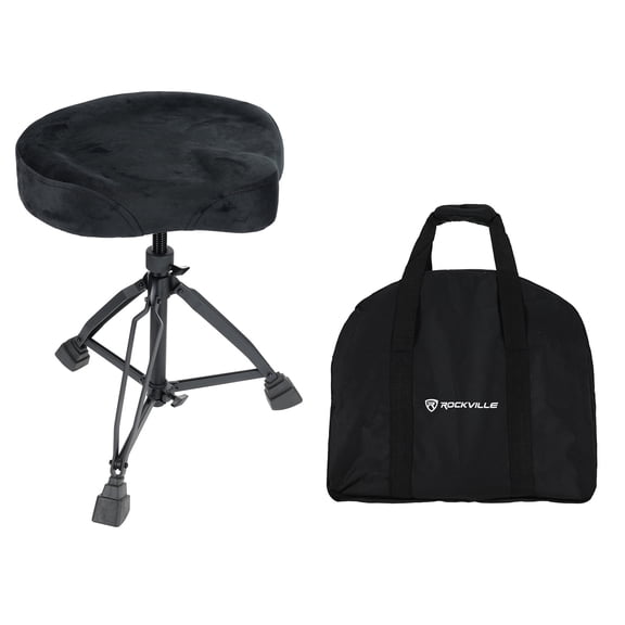 Rockville RDS51 All Black Double Braced Drum Throne 4" Padding, Lockable Height