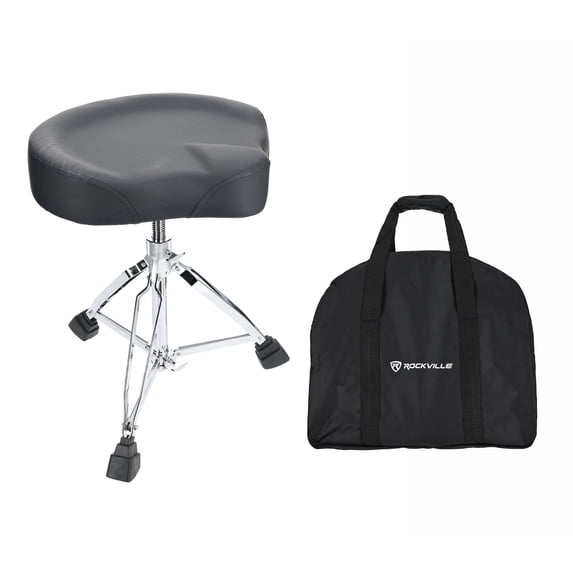 Rockville RDS60 Vegan Leather Double Braced Sturdy Drum Throne w/Lockable Height
