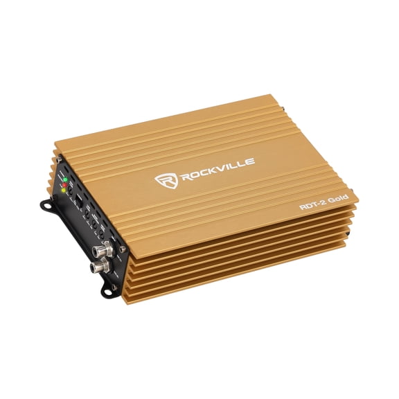 Rockville RDT-2 Gold 1600W Max/400W RMS 2 Channel Car Amplifier, Class D Design, Compact Size, High Efficiency, for Car Audio Enthusiasts